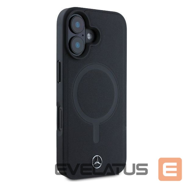 Kitas telefono priedas Mercedes-Benz Mercedes Plain Smooth Leather MagSafe iPhone 16 Case - Black