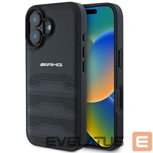 Kitas telefono priedas Mercedes-Benz  AMG Leather Debossed Lines Black Logo iPhone 16 Case - Black 