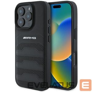 Kitas telefono priedas Mercedes-Benz  AMG Leather Debossed Lines Black Logo iPhone 16 Pro Max Case - Black 