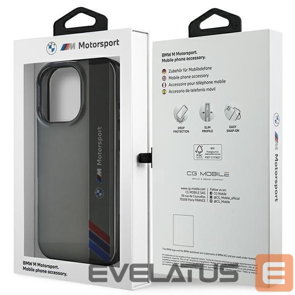 Kitas telefono priedas BMW BMW Motosport IML Vertical Stripe iPhone 16 Pro Case - Gray