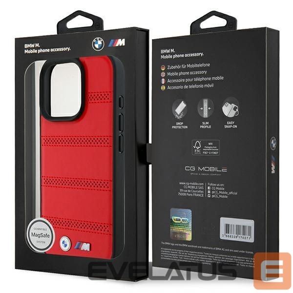 Kitas telefono priedas BMW BMW M Perforated And Stitched Line MagSafe case for iPhone 16 Pro - red