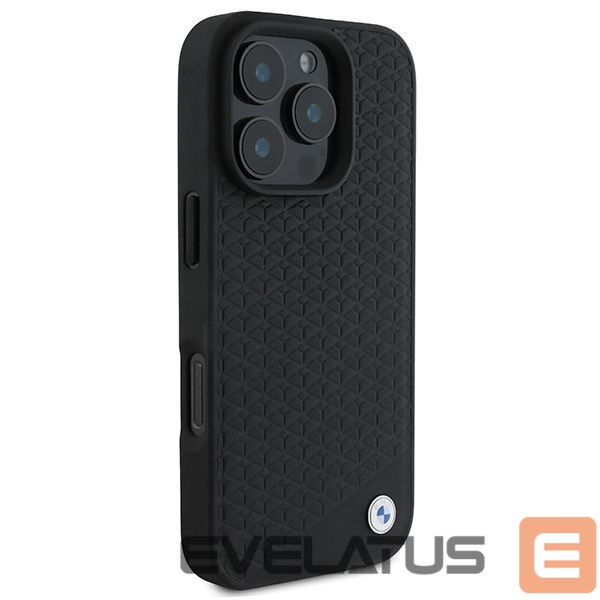 Kitas telefono priedas BMW BMW Signature Leather Diamond Metal Logo MagSafe Case for iPhone 16 Pro Max - Black