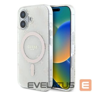 Kitas telefono priedas Guess  Guess IML 4G Background MagSafe Case for iPhone 16 Plus - White