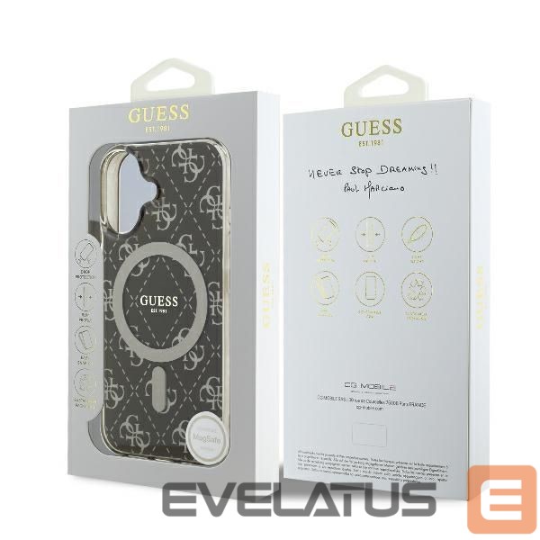 Kitas telefono priedas Guess Guess IML 4G Background MagSafe iPhone 16 Case - Brown