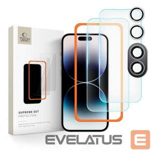 Kitas telefono priedas Tech-Protect  Tech-Protect Supreme Set tempered glass for iPhone 16 - transparent (3 pcs.) 