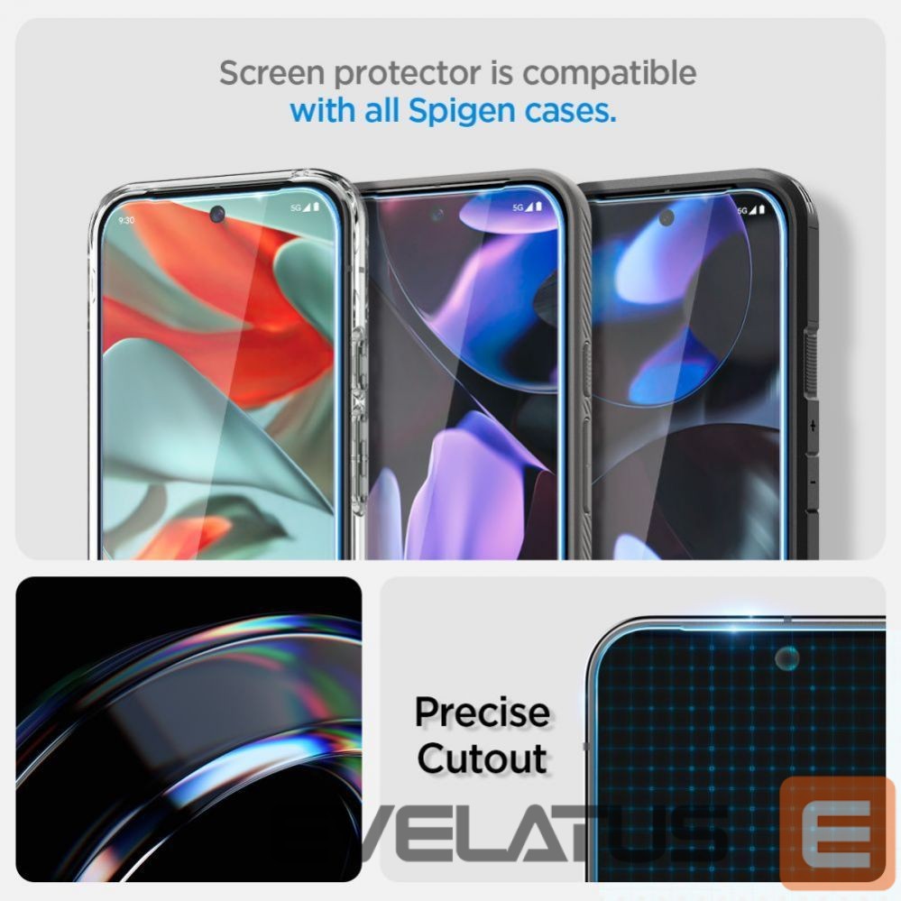 Kitas telefono priedas Spigen Spigen Glas.tR EZ Fit Tempered Glass with Applicator for Google Pixel 10 / 10 Pro / 9 / 9 Pro (2 pcs.)