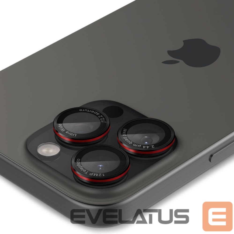 Kitas telefono priedas Spigen Spigen Optik Pro L-Series Glas.tR EZ Fit Tempered Glass for iPhone 14 Pro / Pro Max / 15 Pro / Pro Max / 16 Pro / 16 Pro Max / 17 Pro / 17 Pro Max - Black with Red Edge