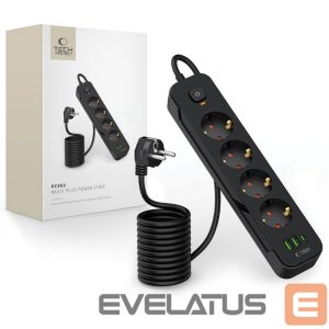 Kitas telefono priedas Tech-Protect  Tech-Protect PCL4X3 Power Strip 4 Sockets 240V + 2xUSB-A + 1xUSB-C 200 cm - Black 