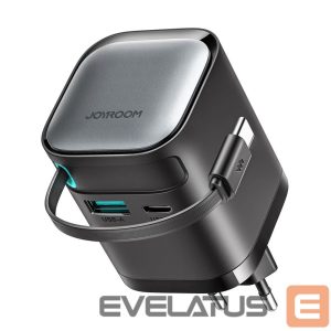 Kabelis Joyroom  Joyroom JR-TCL02 65W USB-A USB-C GaN charger with built-in USB-C cable - black 