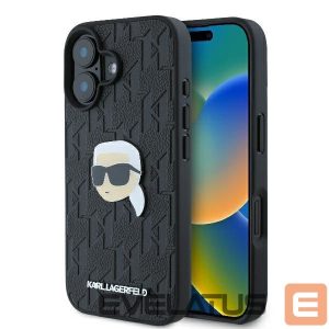 Kitas telefono priedas Karl Lagerfeld  Karl Lagerfeld Monogram Karl Head Pin iPhone 16 Case - Black 