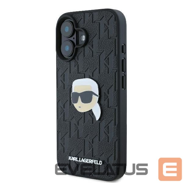 Kitas telefono priedas Karl Lagerfeld Karl Lagerfeld Monogram Karl Head Pin iPhone 16 Case - Black