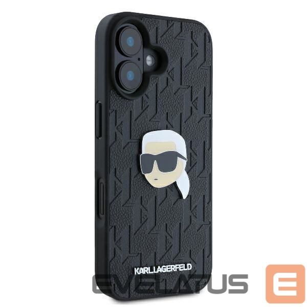 Kitas telefono priedas Karl Lagerfeld Karl Lagerfeld Monogram Karl Head Pin iPhone 16 Case - Black