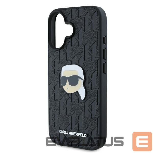 Kitas telefono priedas Karl Lagerfeld Karl Lagerfeld Monogram Karl Head Pin iPhone 16 Case - Black