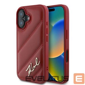 Kitas telefono priedas Karl Lagerfeld  Karl Lagerfeld Diagonal Quilted Script iPhone 16 Case - Red 