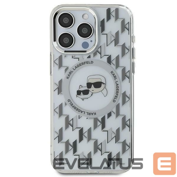 Kitas telefono priedas Karl Lagerfeld Karl Lagerfeld IML Monogram Karl & Choupette Head MagSafe iPhone 16 Case - Clear