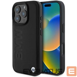 Kitas telefono priedas BMW  BMW Leather Hot Stamp iPhone 16 Pro Max Case - Black 