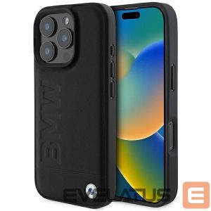 Kitas telefono priedas BMW  BMW Leather Hot Stamp MagSafe iPhone 16 Pro Case - Black 