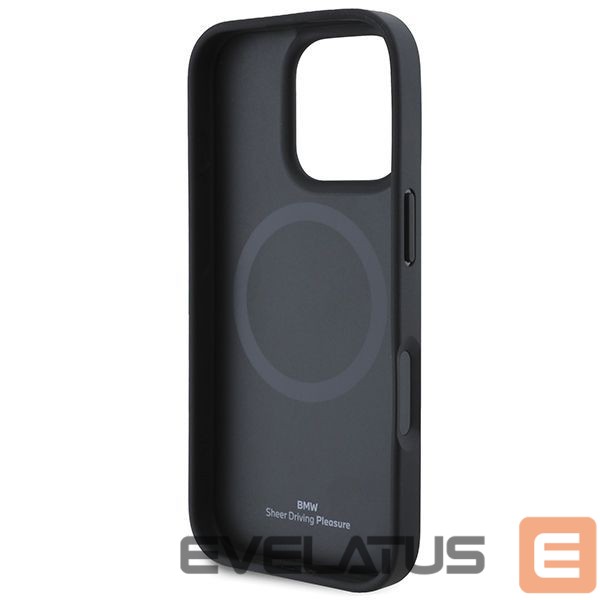 Kitas telefono priedas BMW BMW Leather Hot Stamp MagSafe iPhone 16 Pro Case - Black