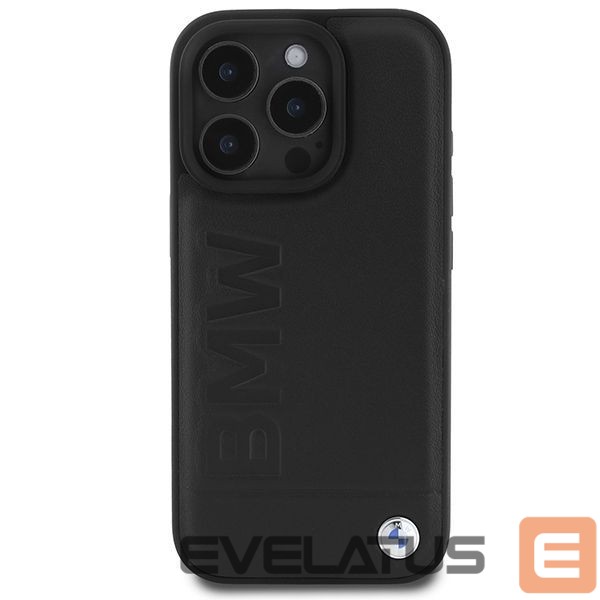 Kitas telefono priedas BMW BMW Leather Hot Stamp MagSafe iPhone 16 Pro Case - Black