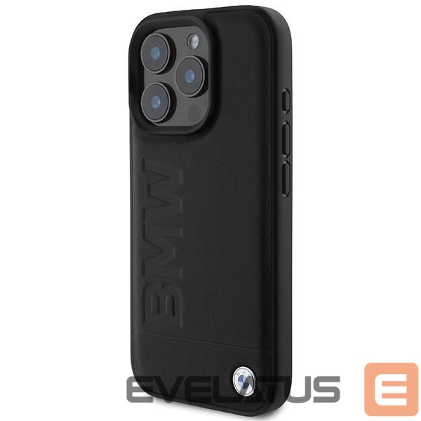 Kitas telefono priedas BMW BMW Leather Hot Stamp MagSafe iPhone 16 Pro Case - Black