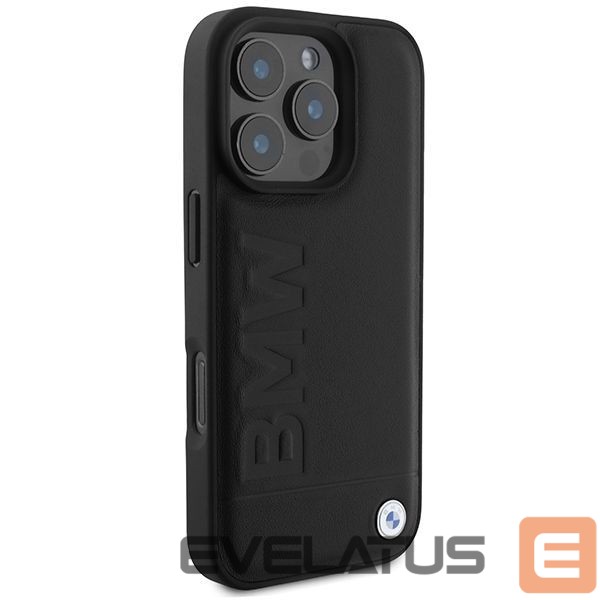 Kitas telefono priedas BMW BMW Leather Hot Stamp MagSafe iPhone 16 Pro Case - Black