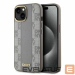Kitas telefono priedas DKNY  DKNY Leather Checkered Mono Pattern MagSafe iPhone 15 Case - Beige 