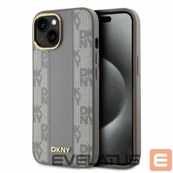 Kitas telefono priedas DKNY DKNY Leather Checkered Mono Pattern MagSafe iPhone 15 Case - Beige
