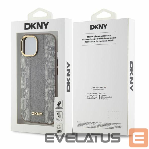 Kitas telefono priedas DKNY DKNY Leather Checkered Mono Pattern MagSafe iPhone 15 Case - Beige