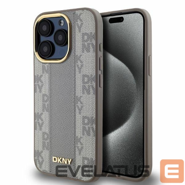 Kitas telefono priedas DKNY DKNY Leather Checkered Mono Pattern MagSafe iPhone 15 Pro Max Case - Beige