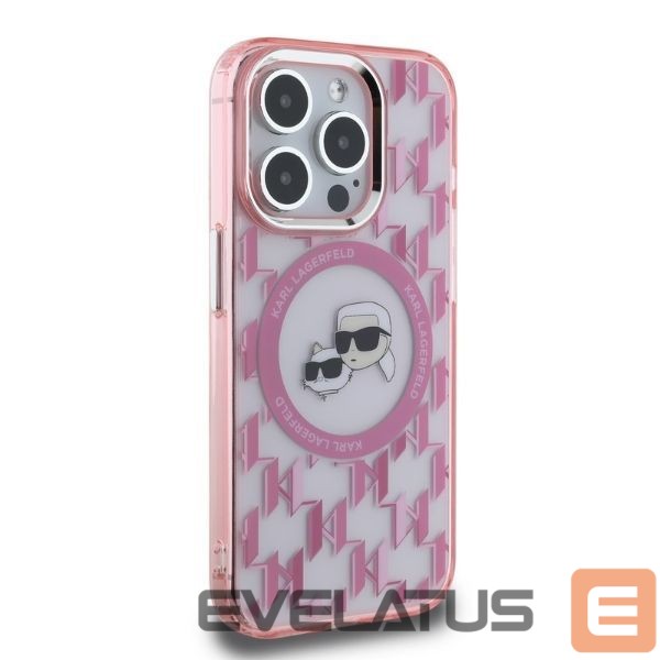 Kitas telefono priedas Karl Lagerfeld Karl Lagerfeld IML Monogram Karl & Choupette Head MagSafe iPhone 15 Pro Case - Pink
