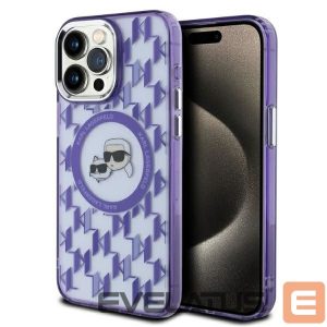 Kitas telefono priedas Karl Lagerfeld  Karl Lagerfeld IML Monogram Karl & Choupette Head MagSafe iPhone 15 Pro Case - Purple 