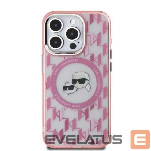 Kitas telefono priedas Karl Lagerfeld  Karl Lagerfeld IML Monogram Karl & Choupette Head MagSafe iPhone 15 Plus Case - Pink 