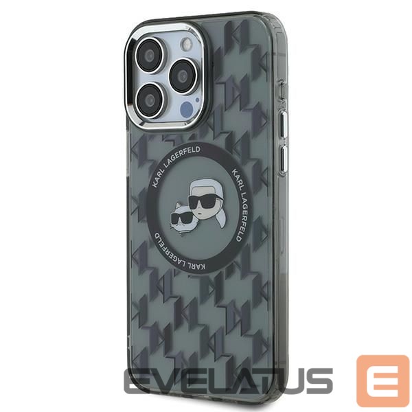 Kitas telefono priedas Karl Lagerfeld Karl Lagerfeld IML Monogram Karl & Choupette Head MagSafe Case for iPhone 15 Pro Max - Black