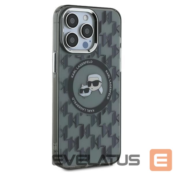Kitas telefono priedas Karl Lagerfeld Karl Lagerfeld IML Monogram Karl & Choupette Head MagSafe Case for iPhone 15 Pro Max - Black