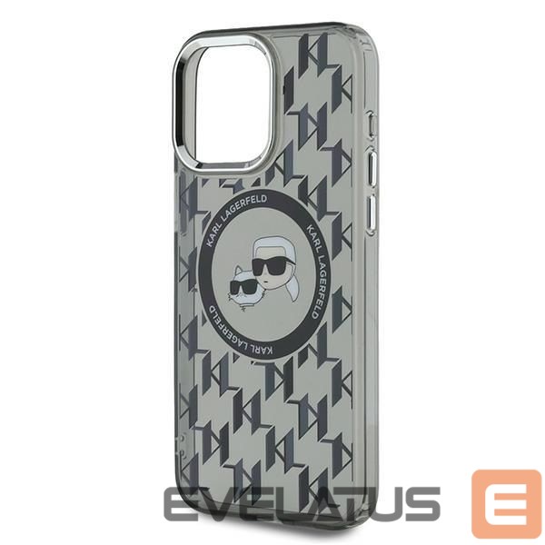 Kitas telefono priedas Karl Lagerfeld Karl Lagerfeld IML Monogram Karl & Choupette Head MagSafe Case for iPhone 15 Pro Max - Black