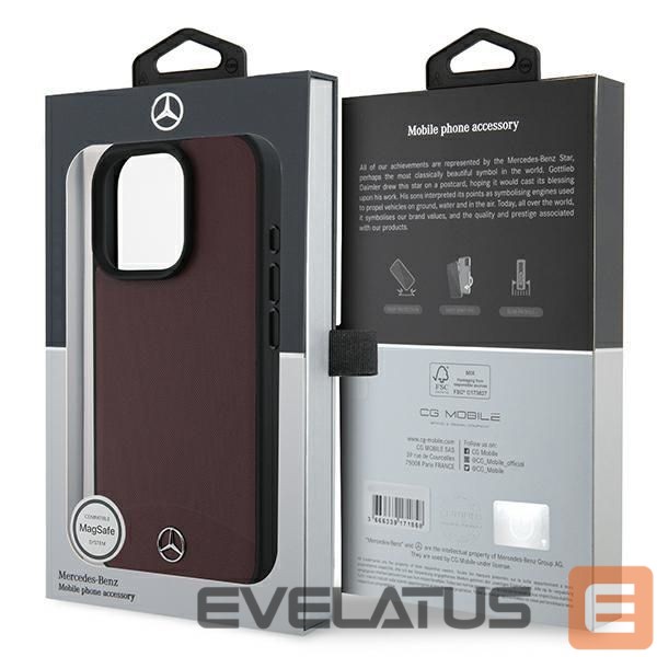 Kitas telefono priedas Mercedes-Benz Mercedes Textured And Plain Leather MagSafe case for iPhone 16 Pro - red
