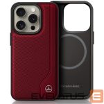 Kitas telefono priedas Mercedes-Benz  Mercedes MB Wood Imitation Leather MagSafe iPhone 16 Pro Case - Red 