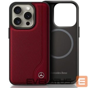 Kitas telefono priedas Mercedes-Benz  Mercedes MB Wood Imitation Leather MagSafe iPhone 16 Pro Case - Red 