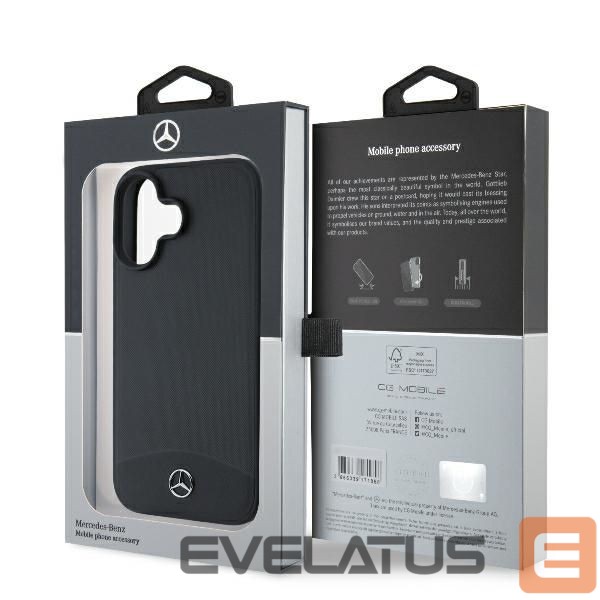 Kitas telefono priedas Mercedes-Benz Mercedes Textured And Plain Leather MagSafe case for iPhone 16 - black