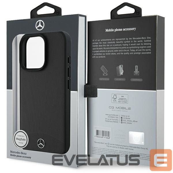 Kitas telefono priedas Mercedes-Benz Mercedes Textured And Plain Leather MagSafe case for iPhone 16 Pro Max - black
