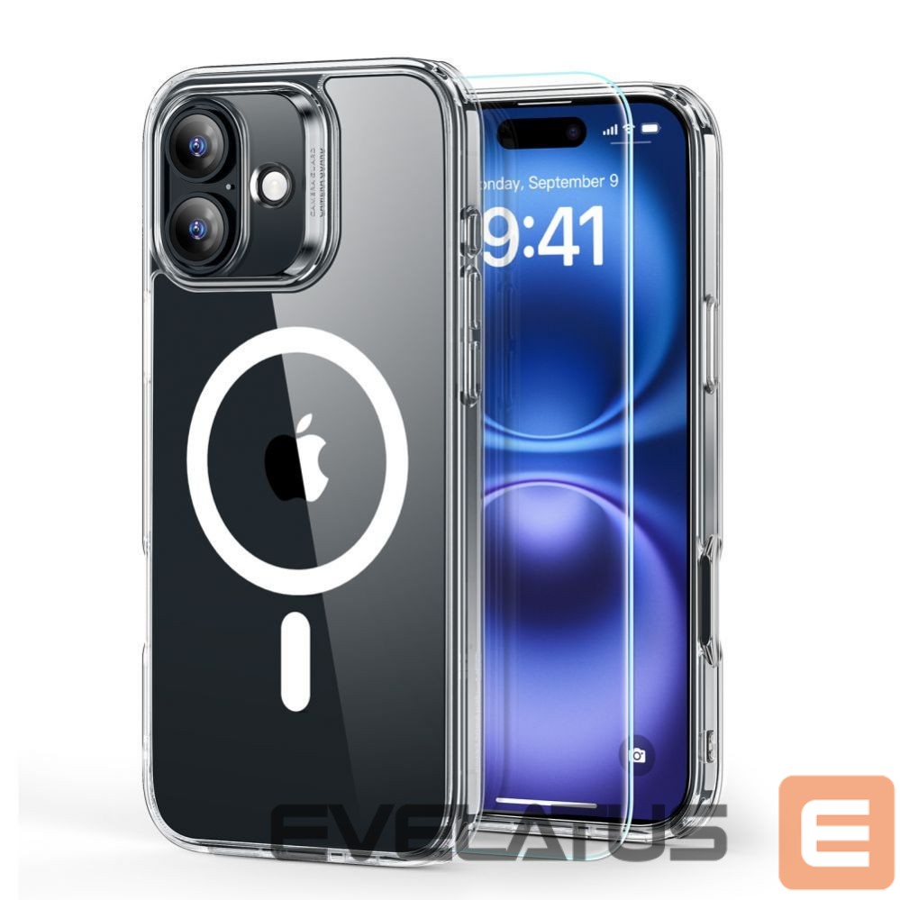 Kitas telefono priedas ESR ESR Classic Hybrid Halolock MagSafe Case + Tempered Glass for iPhone 16 - Clear