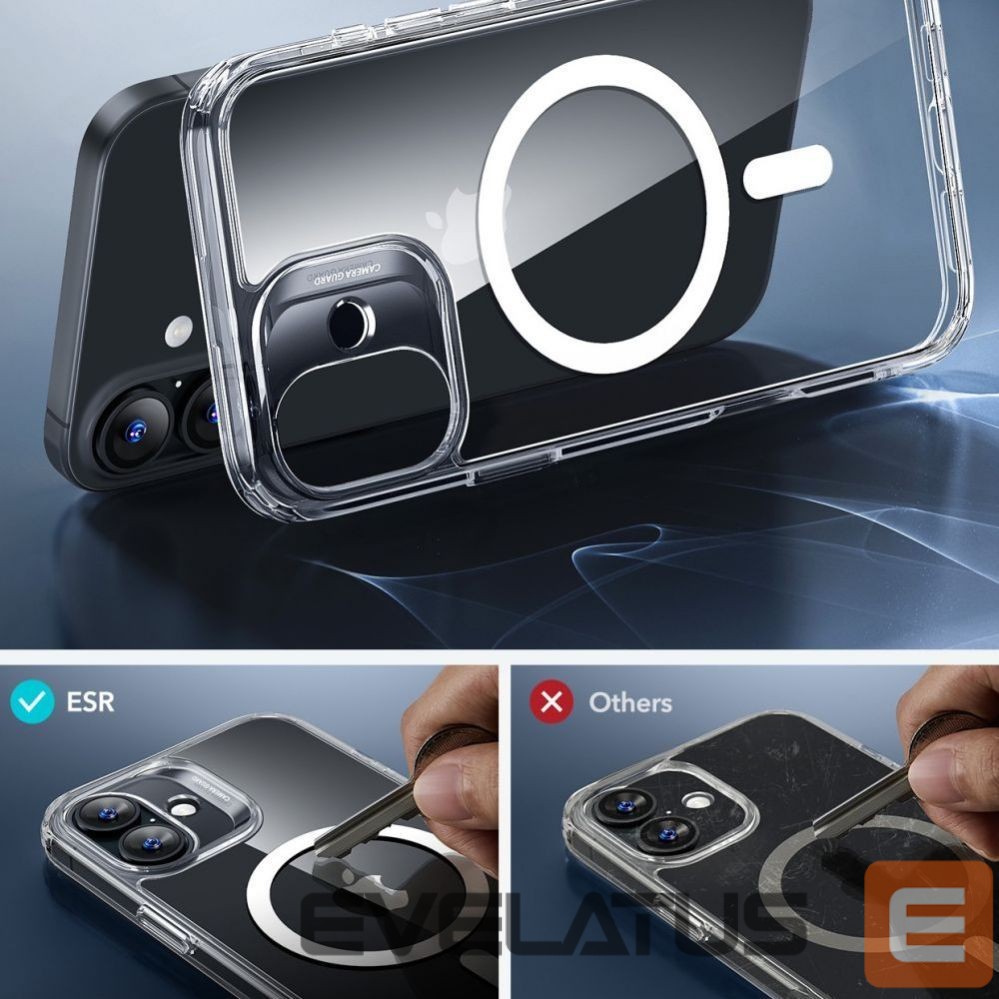 Kitas telefono priedas ESR ESR Classic Hybrid Halolock MagSafe Case + Tempered Glass for iPhone 16 - Clear
