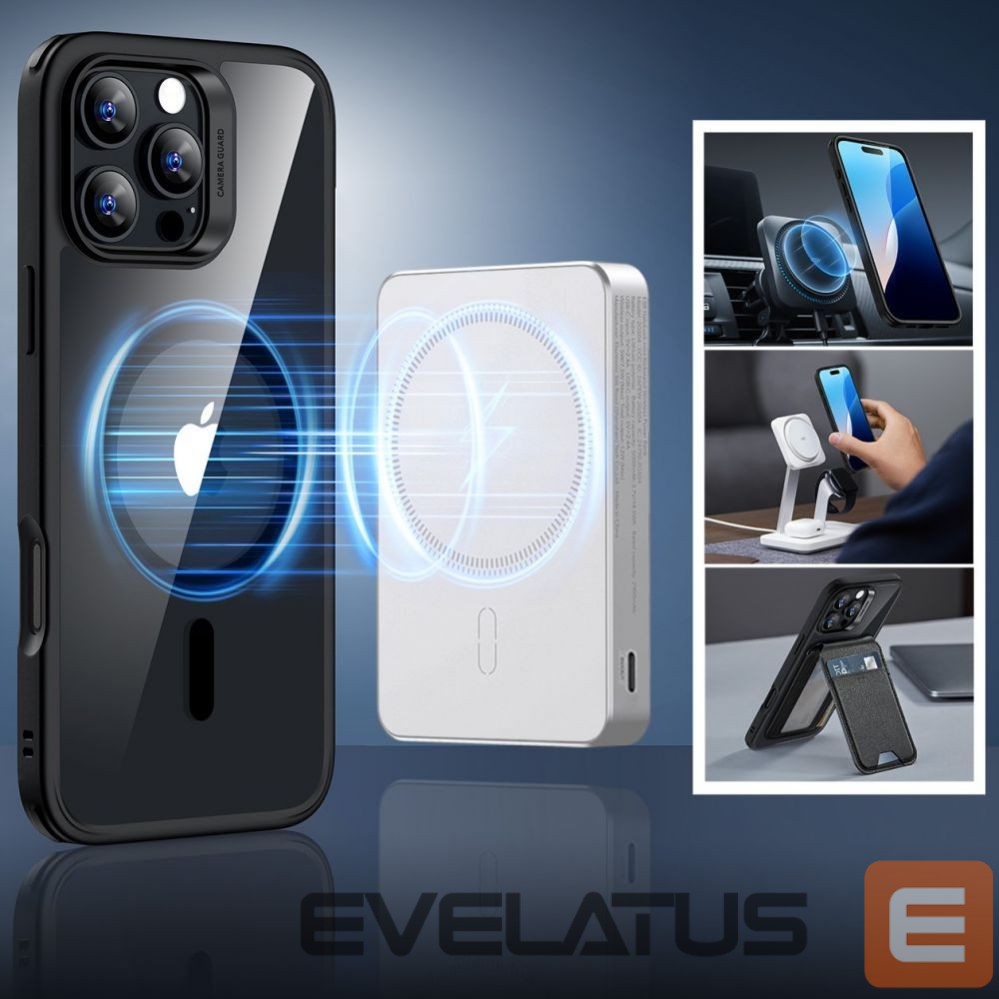 Kitas telefono priedas ESR ESR Classic Hybrid Halolock MagSafe Case + Tempered Glass for iPhone 16 Pro - Clear with Black Frame