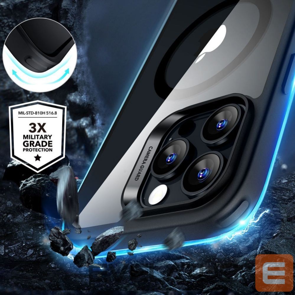 Kitas telefono priedas ESR ESR Classic Hybrid Halolock MagSafe Case + Tempered Glass for iPhone 16 Pro Max - Clear with Black Frame
