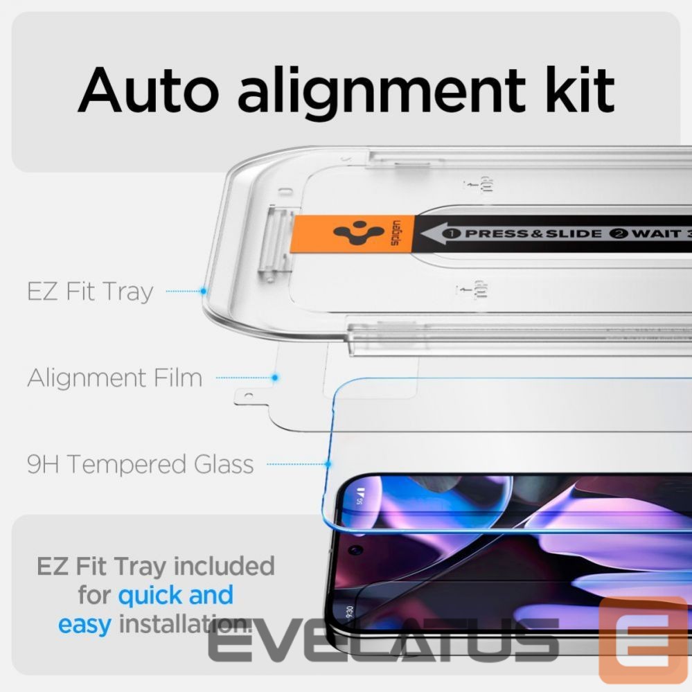 Kitas telefono priedas Spigen Spigen Glas.tR EZ Fit Tempered Glass with Applicator for Google Pixel 9 Pro XL (2 pcs.)