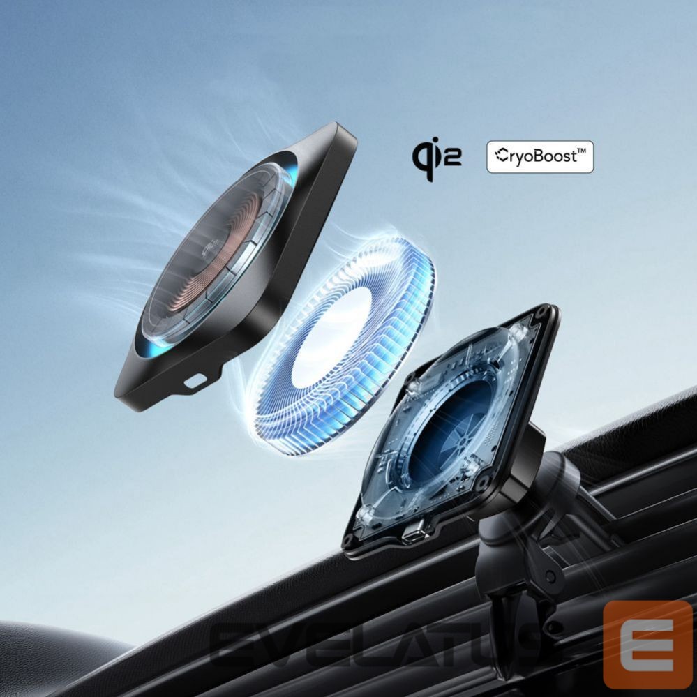 Kitas telefono priedas ESR ESR Halolock CryoBoost MagSafe Inductive Charger Holder for Dashboard and Air Vent with Qi 2 15W - Black