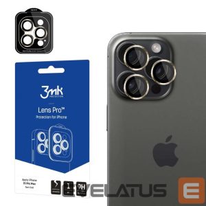 Kitas telefono priedas 3MK  3mk Lens Protection Pro Camera Cover with Gold Frame for iPhone 15 Pro Max 