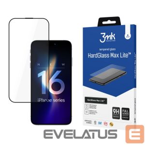 Kitas telefono priedas 3MK  3mk HardGlass Max Lite Tempered Glass with Black Frame for iPhone 16 Pro 