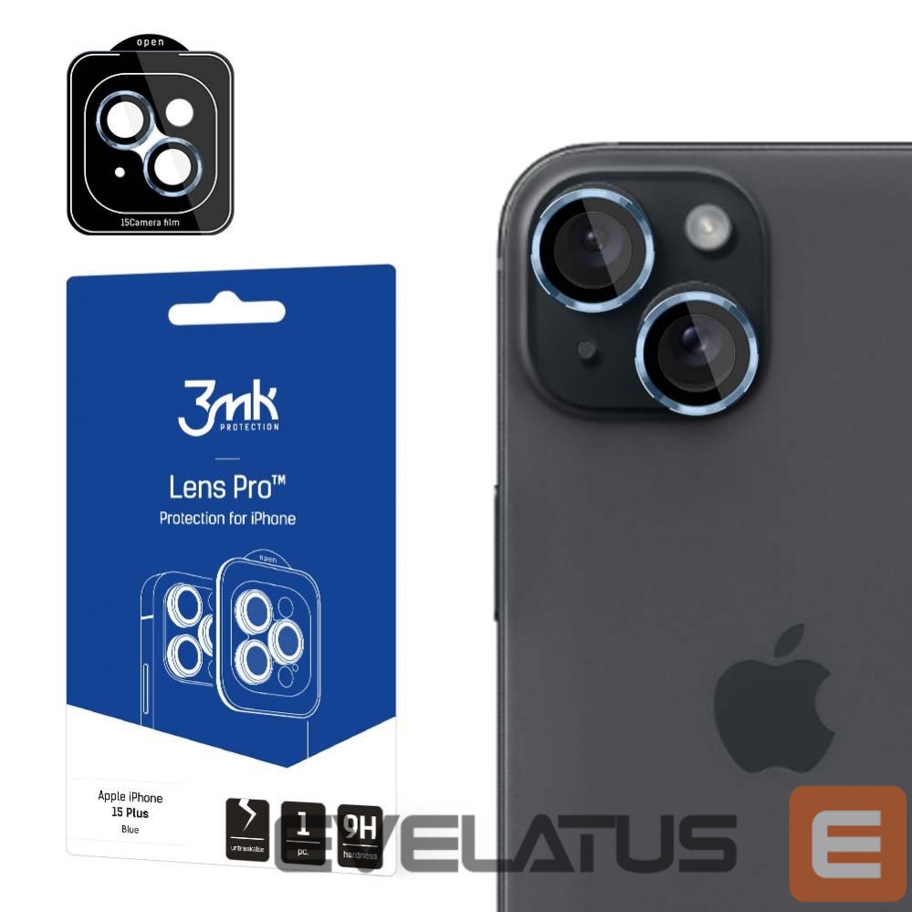 Kitas telefono priedas 3MK 3mk Lens Protection Pro Camera Cover with Blue Frame for iPhone 15 Plus