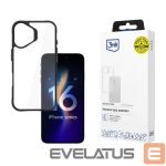 Kitas telefono priedas 3MK  3mk Satin Armor Case+ for iPhone 16 Plus - Transparent with Black Frame 